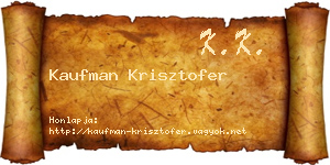 Kaufman Krisztofer névjegykártya
